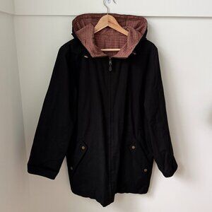 Lauren Ralph Lauren Reversible Hooded Coat – Black & Plaid – Size M